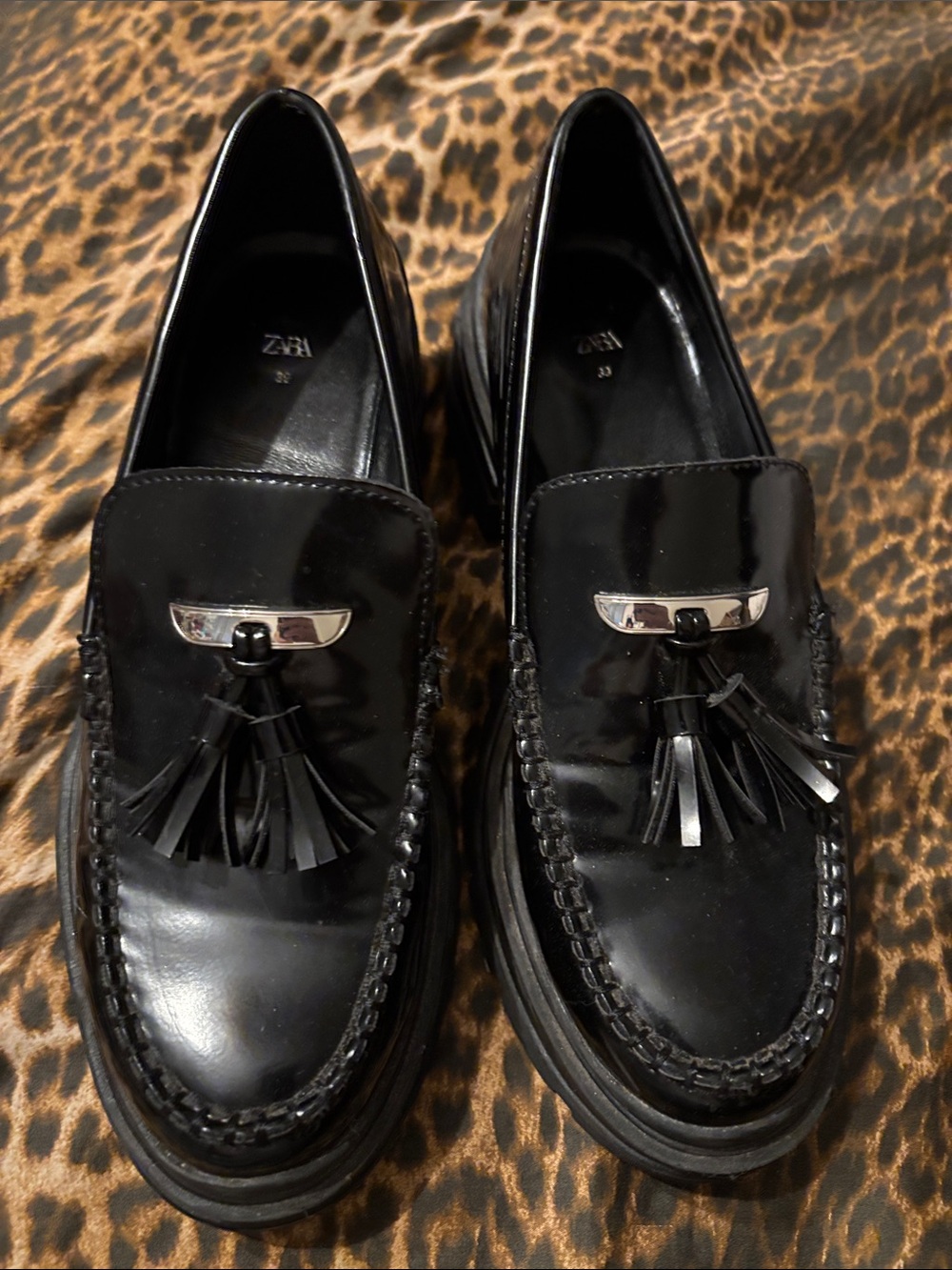 ZARA Black Tassel Loafers - Sleek Dress Loafers